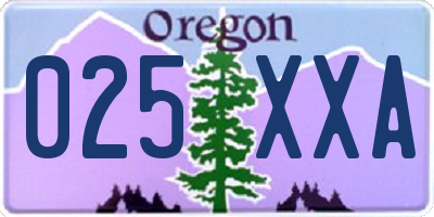 OR license plate 025XXA
