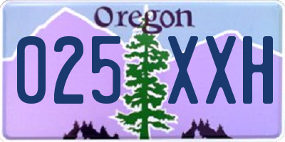 OR license plate 025XXH