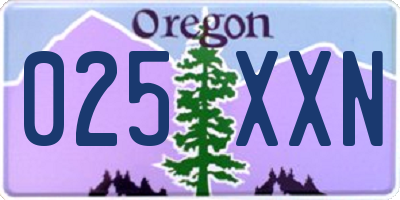 OR license plate 025XXN