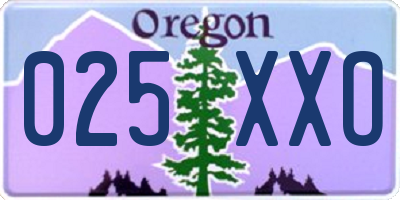 OR license plate 025XXO