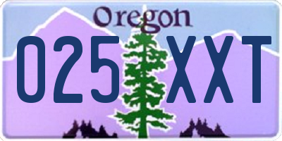 OR license plate 025XXT