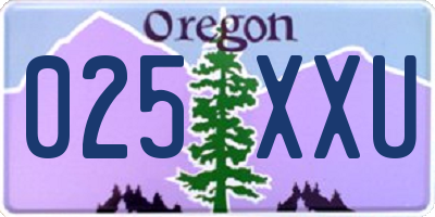 OR license plate 025XXU