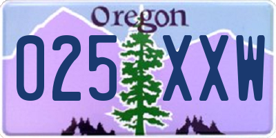 OR license plate 025XXW