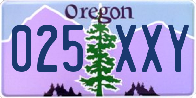 OR license plate 025XXY
