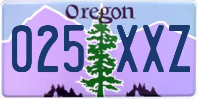 OR license plate 025XXZ