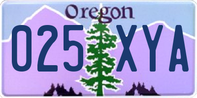 OR license plate 025XYA