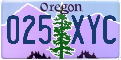 OR license plate 025XYC