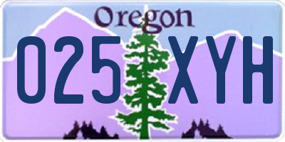 OR license plate 025XYH