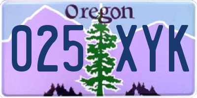 OR license plate 025XYK