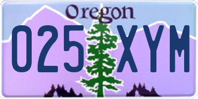 OR license plate 025XYM