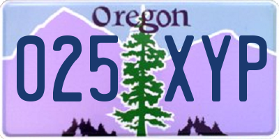 OR license plate 025XYP