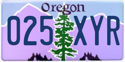 OR license plate 025XYR