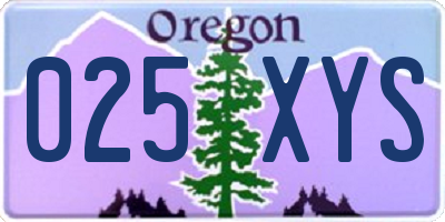 OR license plate 025XYS
