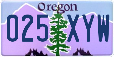 OR license plate 025XYW