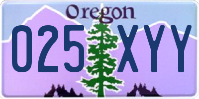 OR license plate 025XYY