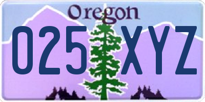 OR license plate 025XYZ