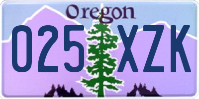 OR license plate 025XZK