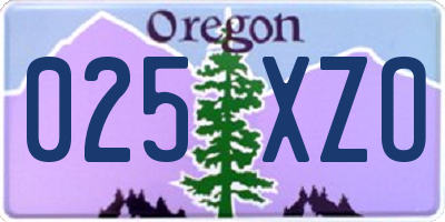 OR license plate 025XZO