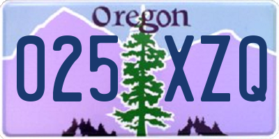 OR license plate 025XZQ