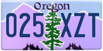 OR license plate 025XZT