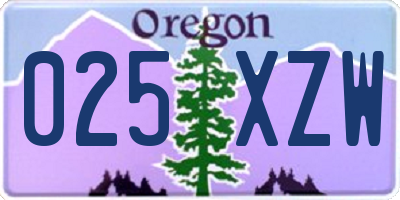 OR license plate 025XZW