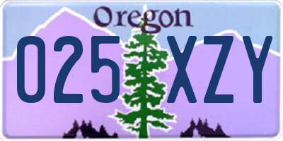 OR license plate 025XZY
