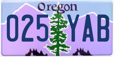 OR license plate 025YAB