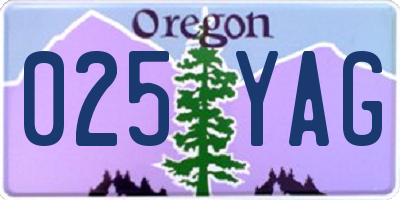 OR license plate 025YAG
