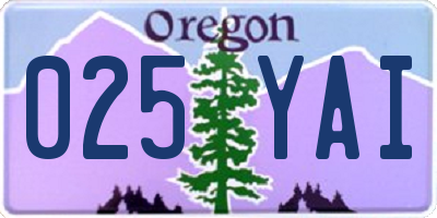 OR license plate 025YAI