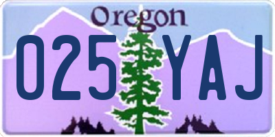 OR license plate 025YAJ