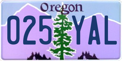 OR license plate 025YAL