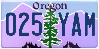 OR license plate 025YAM