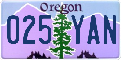 OR license plate 025YAN