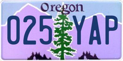 OR license plate 025YAP