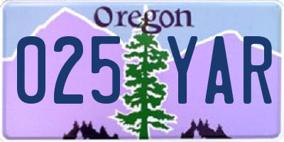 OR license plate 025YAR