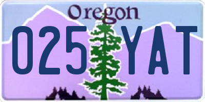 OR license plate 025YAT