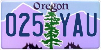 OR license plate 025YAU