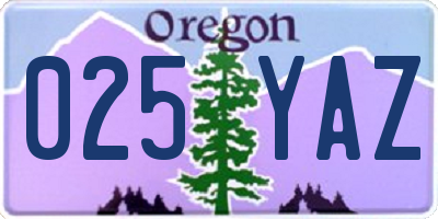 OR license plate 025YAZ