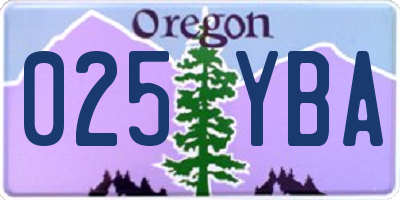 OR license plate 025YBA