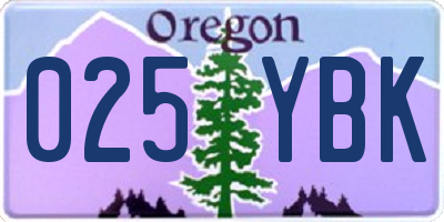 OR license plate 025YBK