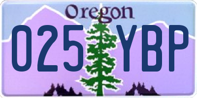 OR license plate 025YBP