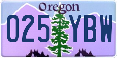 OR license plate 025YBW