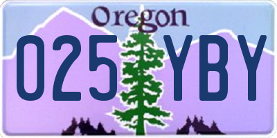 OR license plate 025YBY
