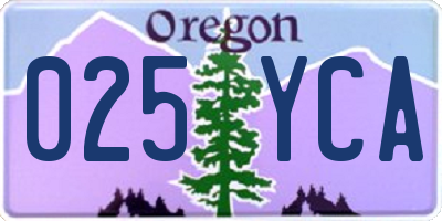 OR license plate 025YCA
