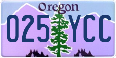 OR license plate 025YCC