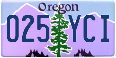 OR license plate 025YCI