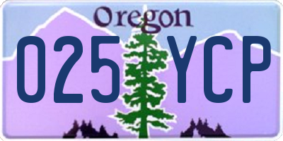 OR license plate 025YCP