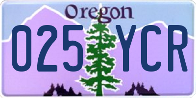OR license plate 025YCR