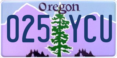 OR license plate 025YCU