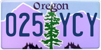 OR license plate 025YCY